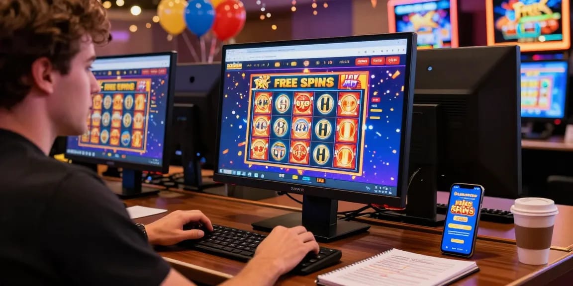 Experience free spins on registration UK with vibrant online casino gaming, showcasing excitement and user engagement.