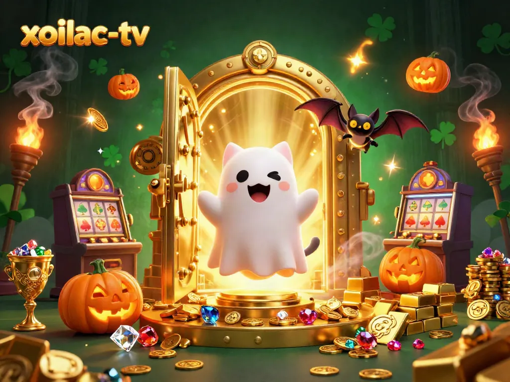 Experience thrilling moments with xoilac-tv as the ghost cat engages in a vibrant casino adventure.