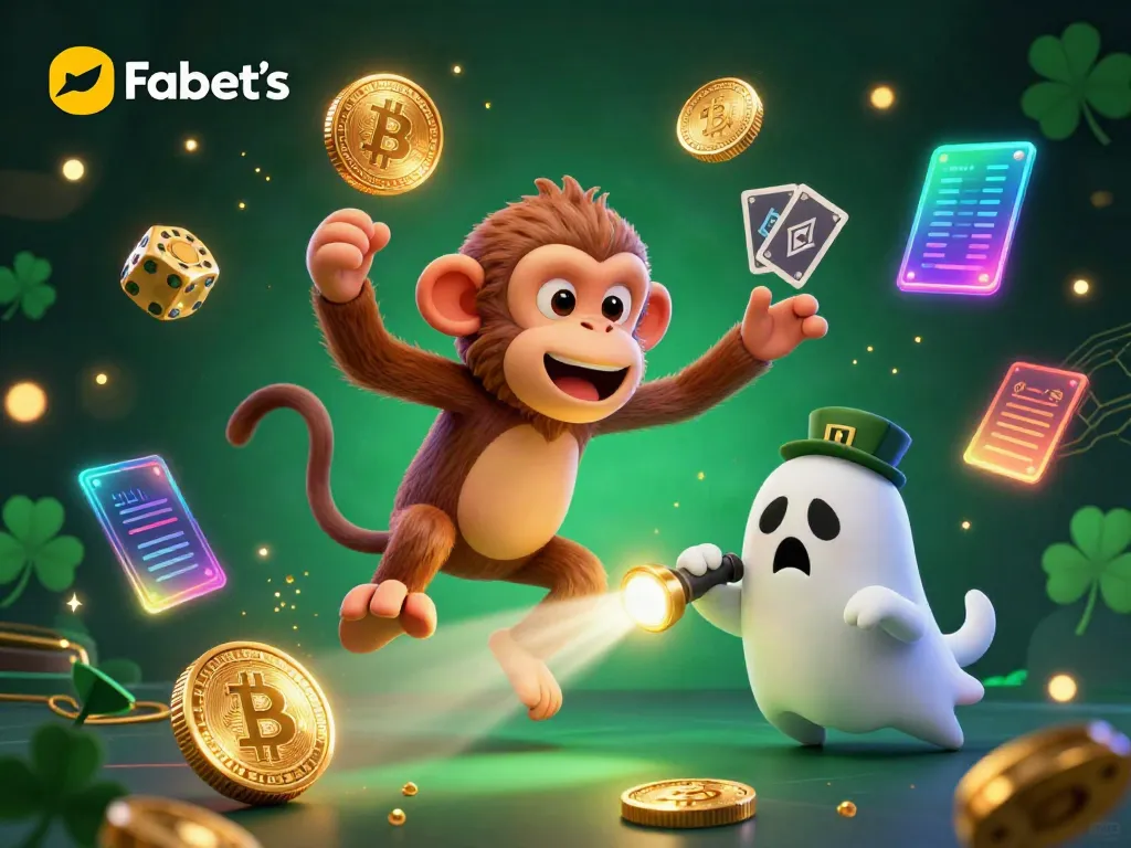 Experience the thrilling chase of Fabet as a playful poltergeist monkey juggles golden casino treasures in a haunted atmosphere.