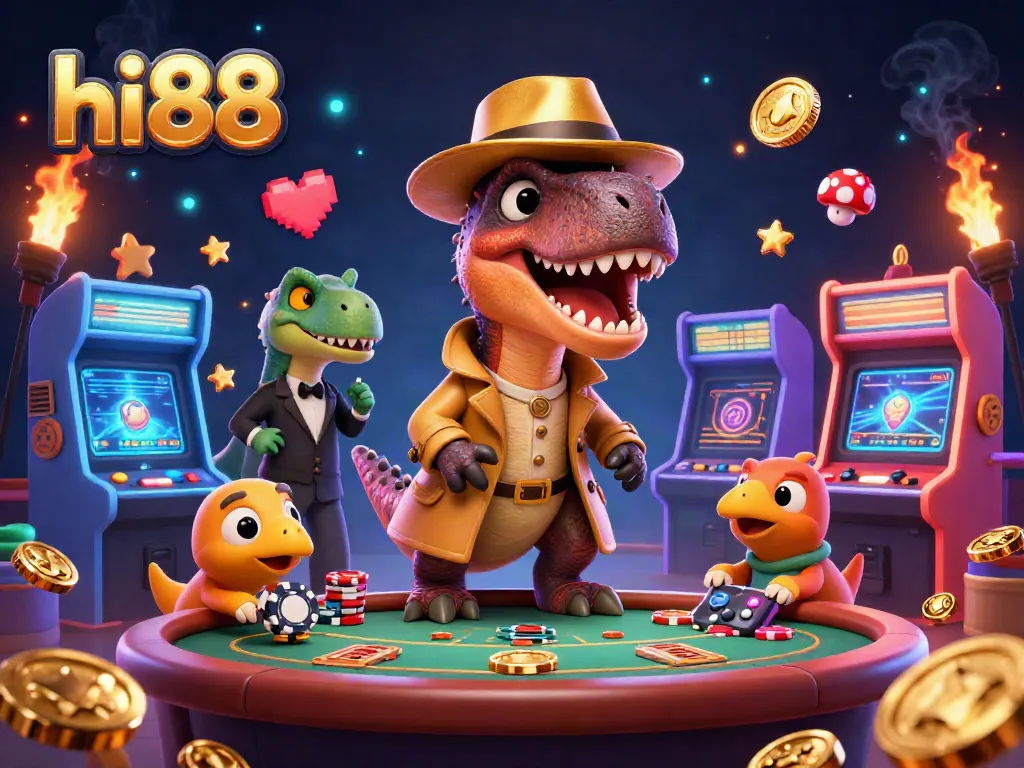 Experience excitement at hi88 casino with animated characters in a vibrant gaming scene.