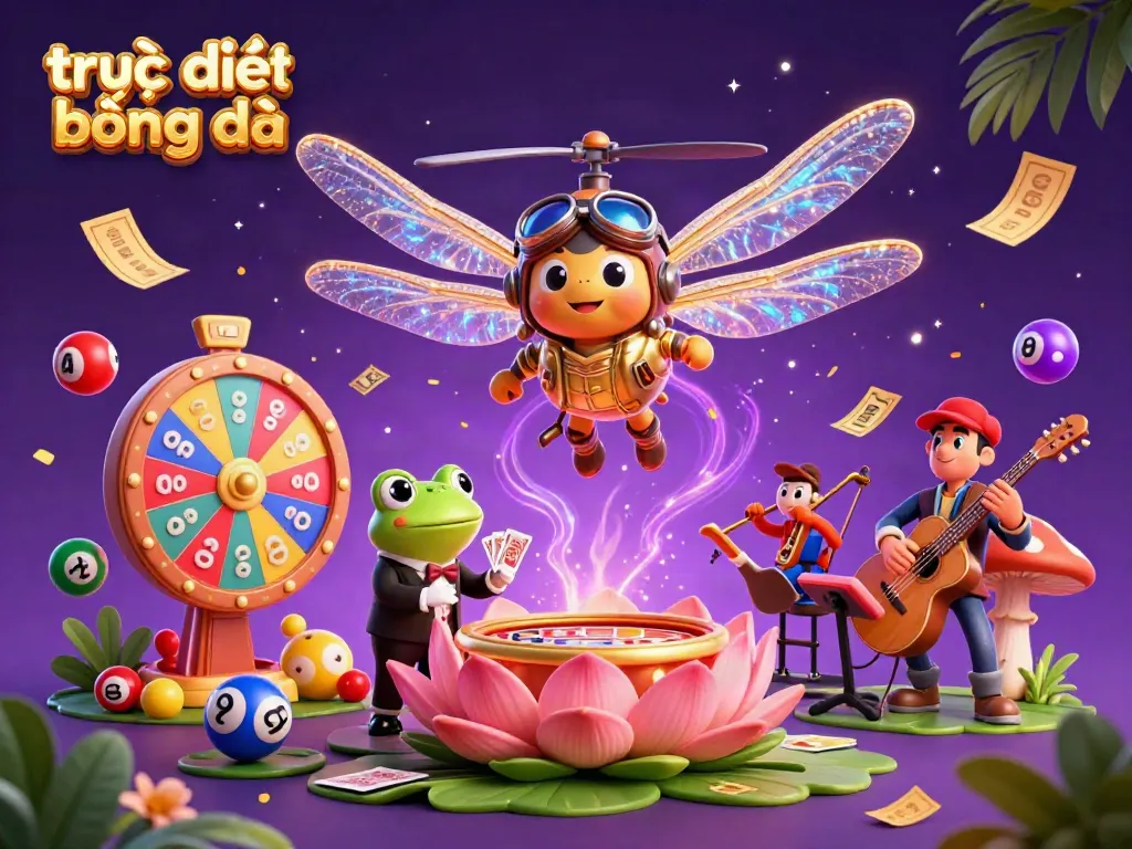 Experience the excitement of trực tiếp bóng đá with vibrant casino-themed 3D artwork, featuring lively characters and dynamic game elements.