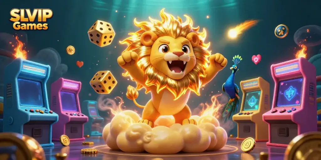 Experience SLVIP Games with vibrant 3D cartoon elements and dynamic gaming visuals.