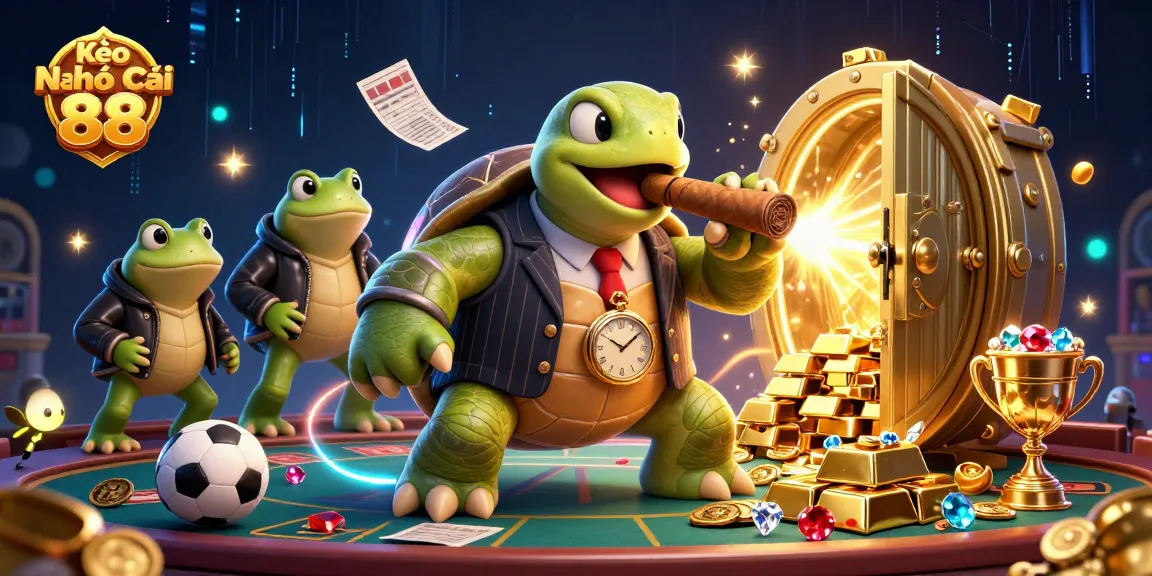 Kèo Nhà Cái 88 showcases a dynamic scene illustrating exciting sports betting with animated characters and vibrant casino elements.
