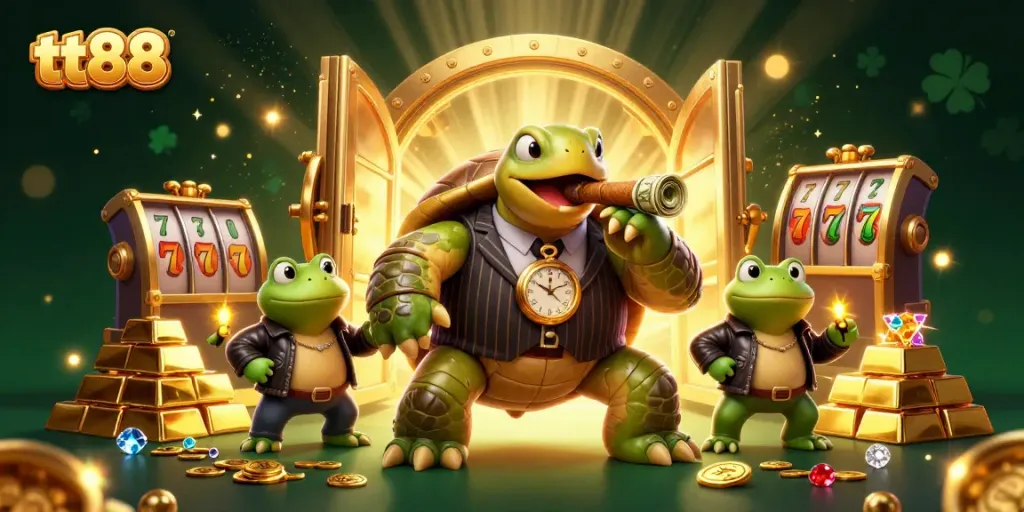 Engage in thrilling gameplay at tt88 with slot reels and lively characters in an electrifying casino scene.