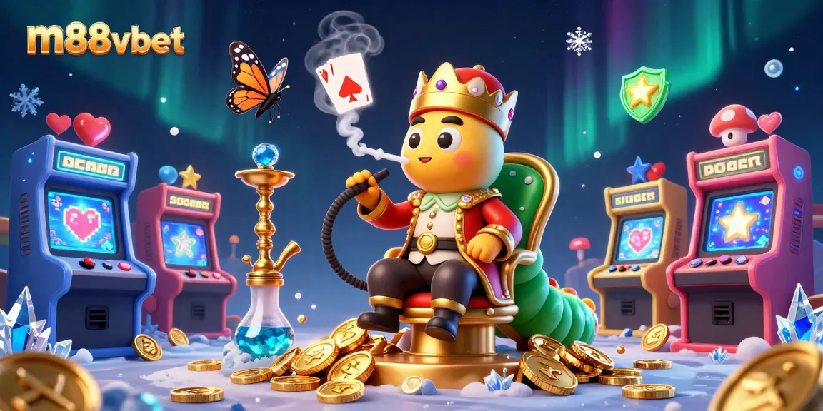 Experience thrilling gameplay at m88vbet with our vibrant casino illustration showcasing poker hands and golden coins.