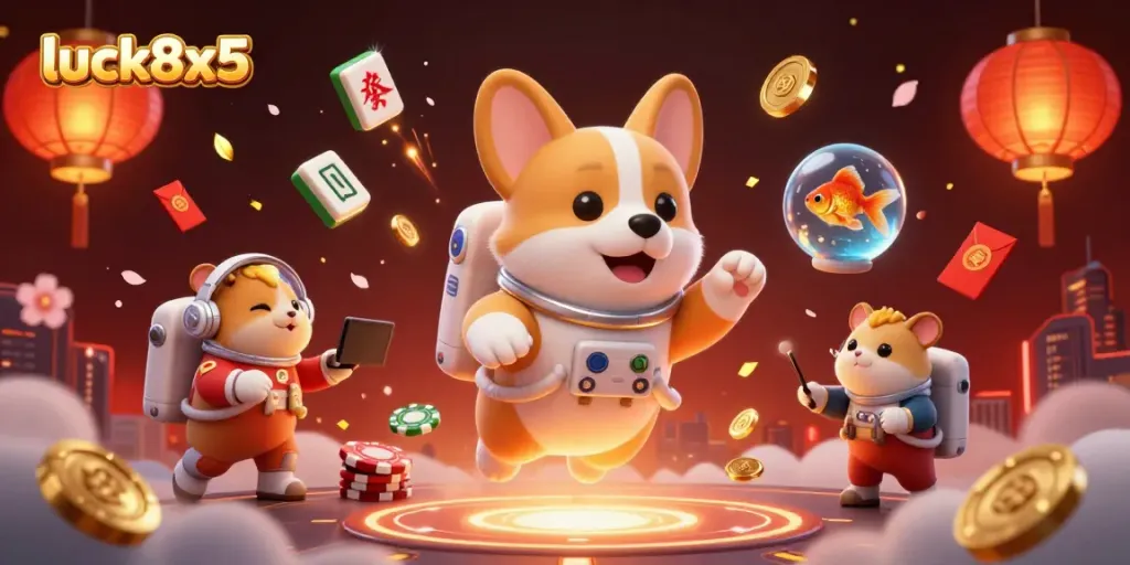 Experience thrilling gaming at luck8x5 with an imaginative space-themed casino scene.