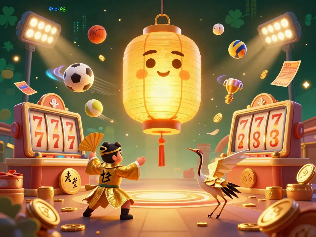 Experience winning moments with go-88 in a vibrant casino scene featuring a golden lantern spirit and lucky symbols.