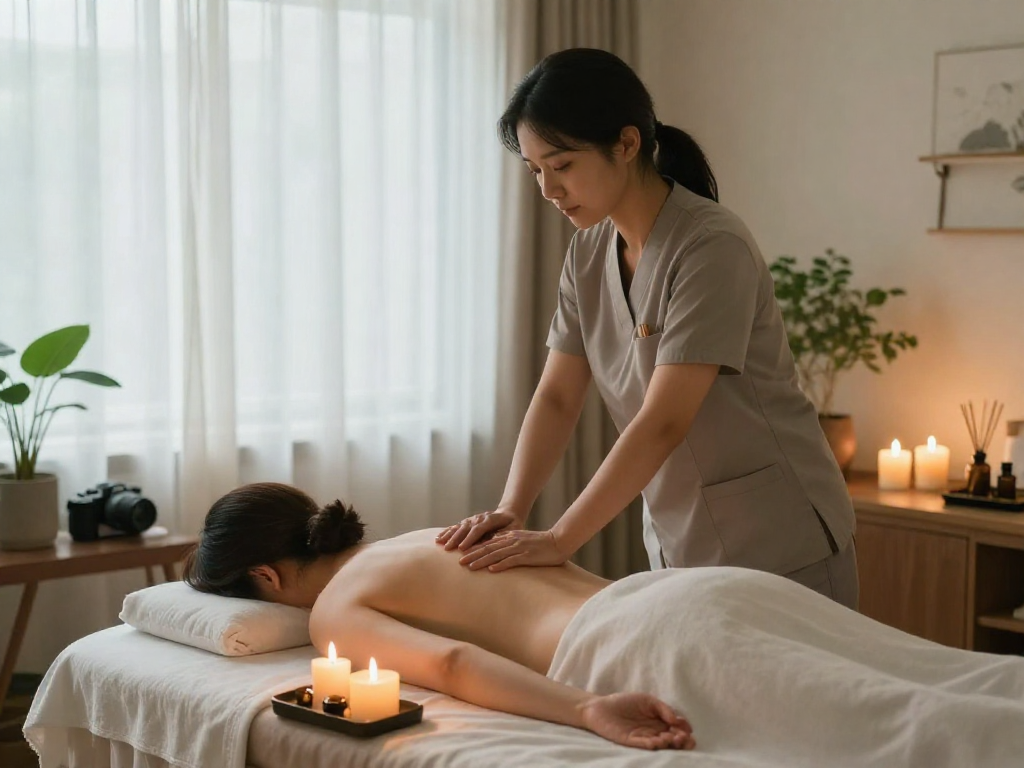 신림동출장안마 service in a cozy home setting with a professional therapist.