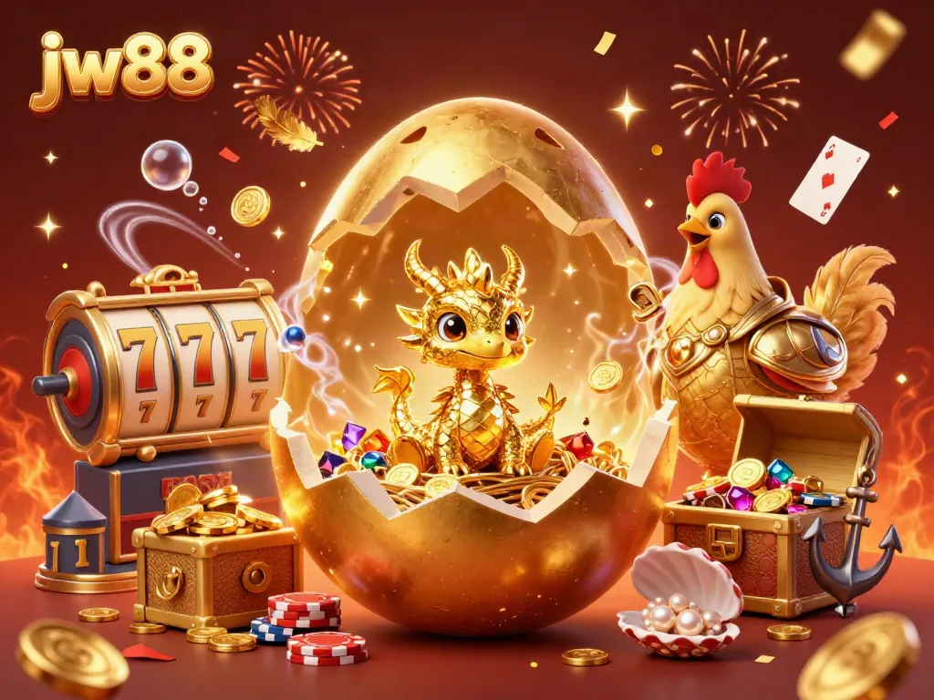 Experience thrilling wins with jw88 as a golden dragon emerges from a nest of poker chips.