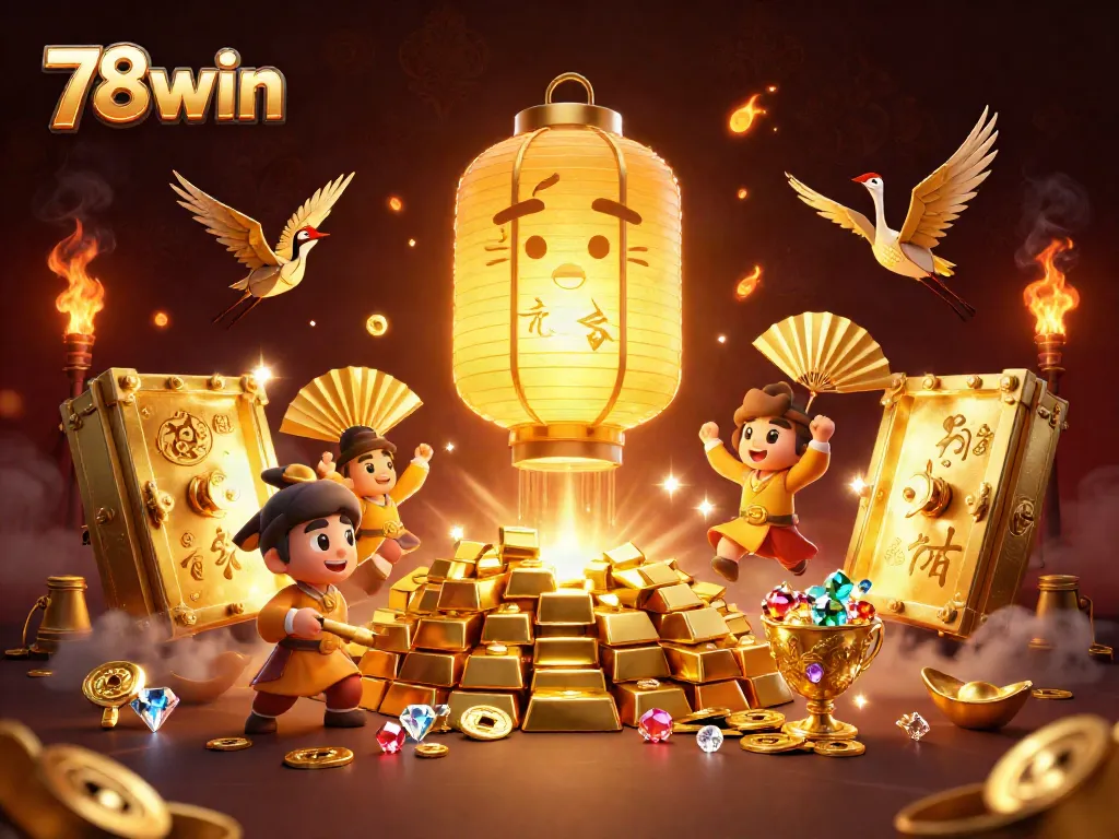 Experience thrilling wins at 78win with golden treasures, vibrant symbols, and spirit characters.