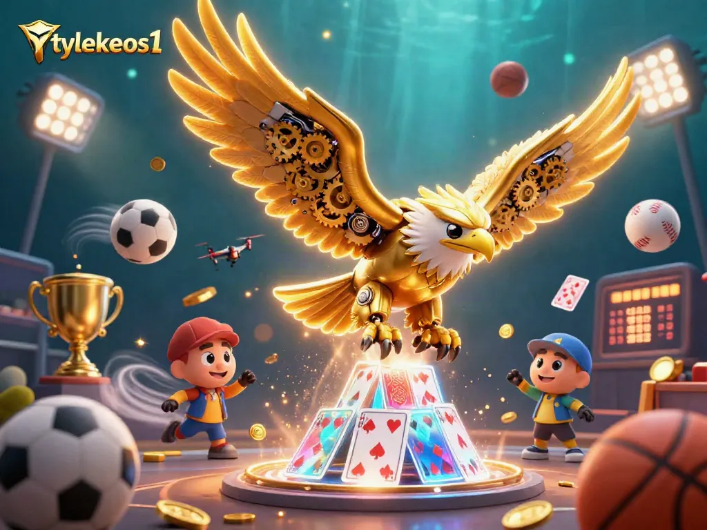 Experience thrilling sports betting excitement with tylekeos1 featuring dynamic 3D visuals in a vibrant casino setting.