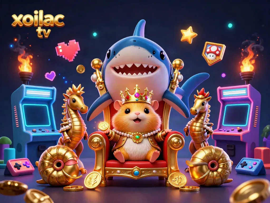 Experience the excitement of xoilac tv with a vibrant 3D casino illustration featuring dynamic gaming elements.