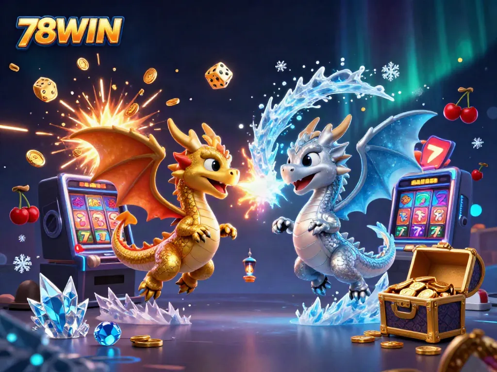 Engage with thrilling games at 78WIN, featuring stunning 3D dragons and a jackpot explosion backdrop.