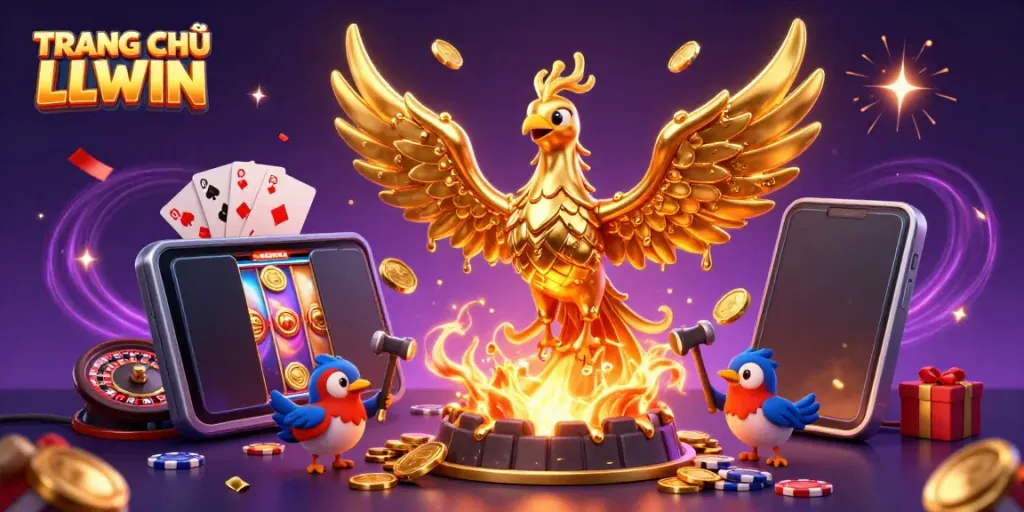 Experience the excitement of TRANG CHỦ LLWIN with a dynamic phoenix and casino elements.