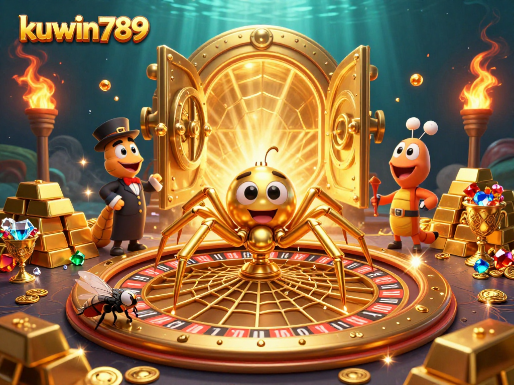 Place bets confidently with kuwin789 in an enchanting golden casino scene.