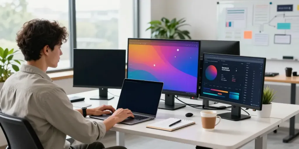 Digital marketer analyzing instant indexing strategies in a modern workspace.