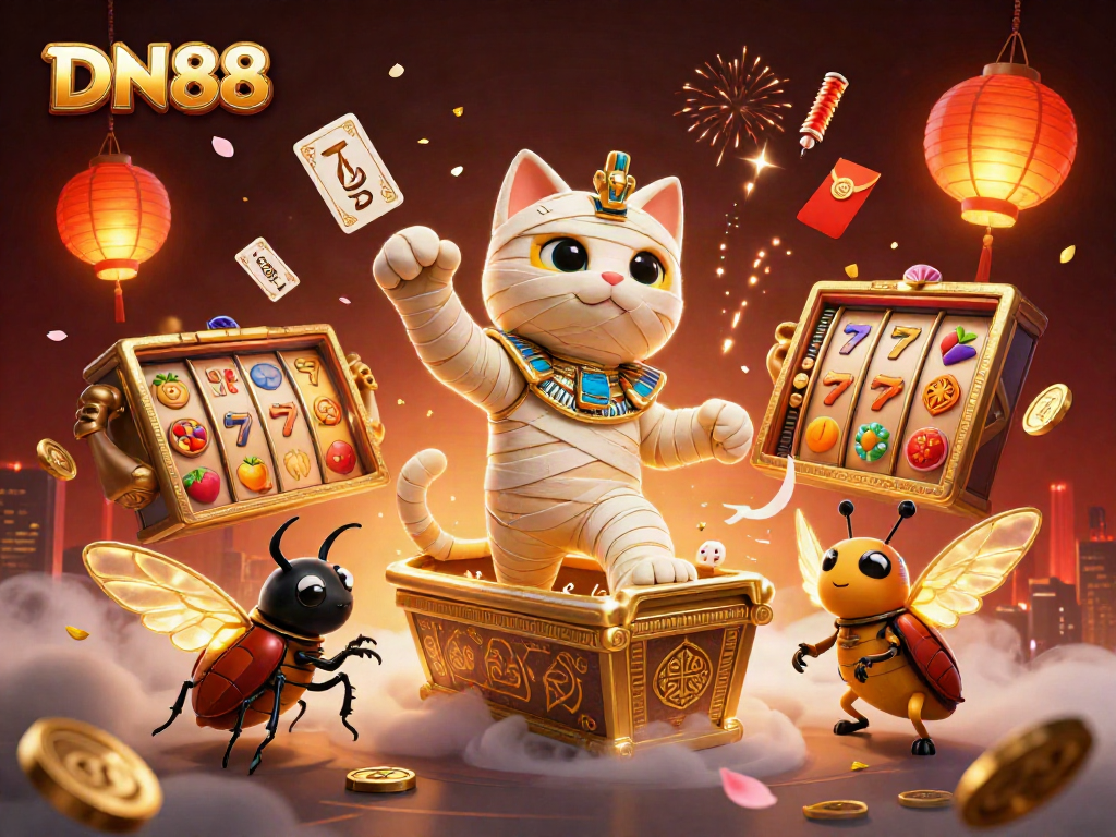 Join the excitement with DN88 at a vibrant pyramid casino featuring themed symbols and elements