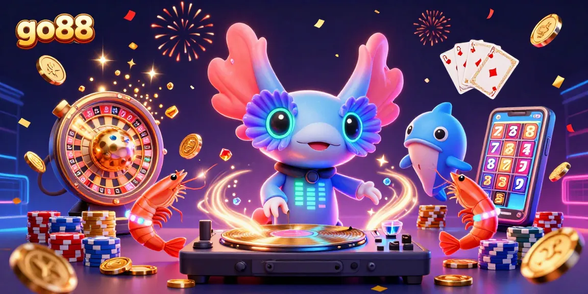 Unleash winning potential at go88 with vibrant, neon-themed 3D illustration showcasing an underwater casino scene.