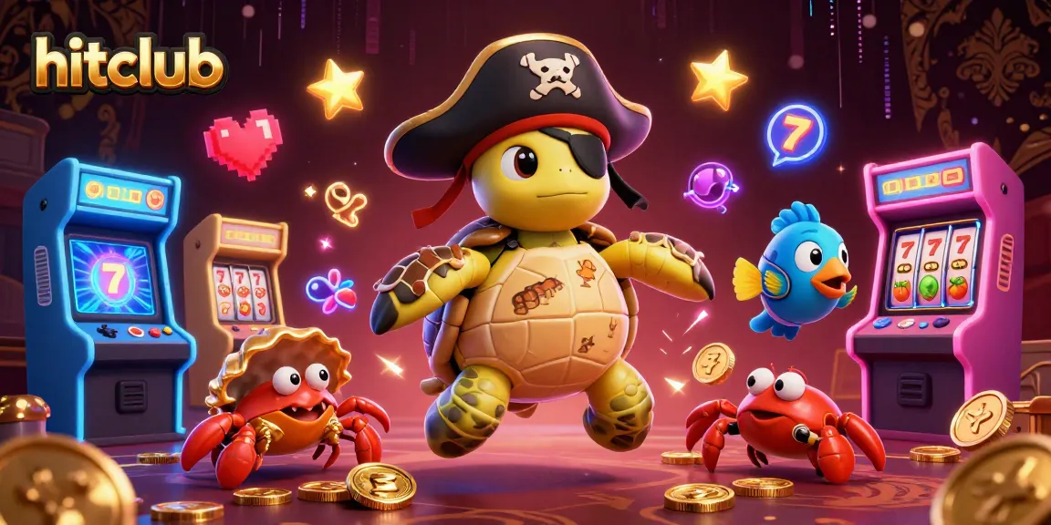 Engage with hitclub's vibrant casino adventure featuring a pirate turtle, a golden crab, and a playful parrotfish.
