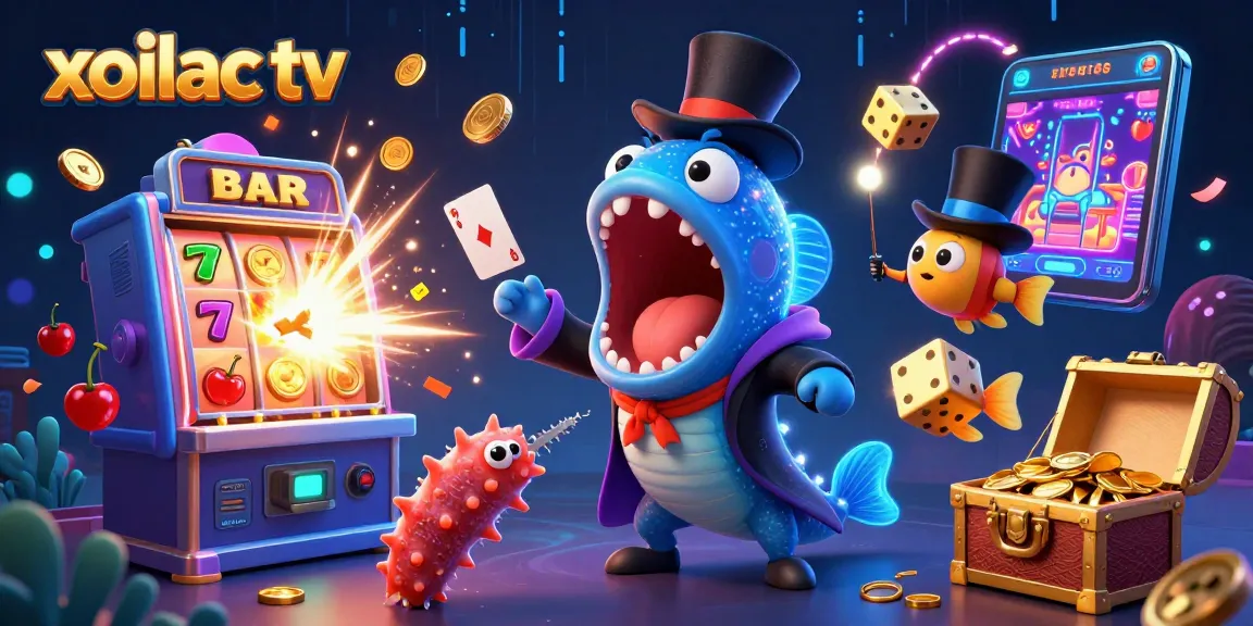 Experience the excitement of xoilac tv with vibrant casino scenes featuring dynamic characters and thrilling symbols.