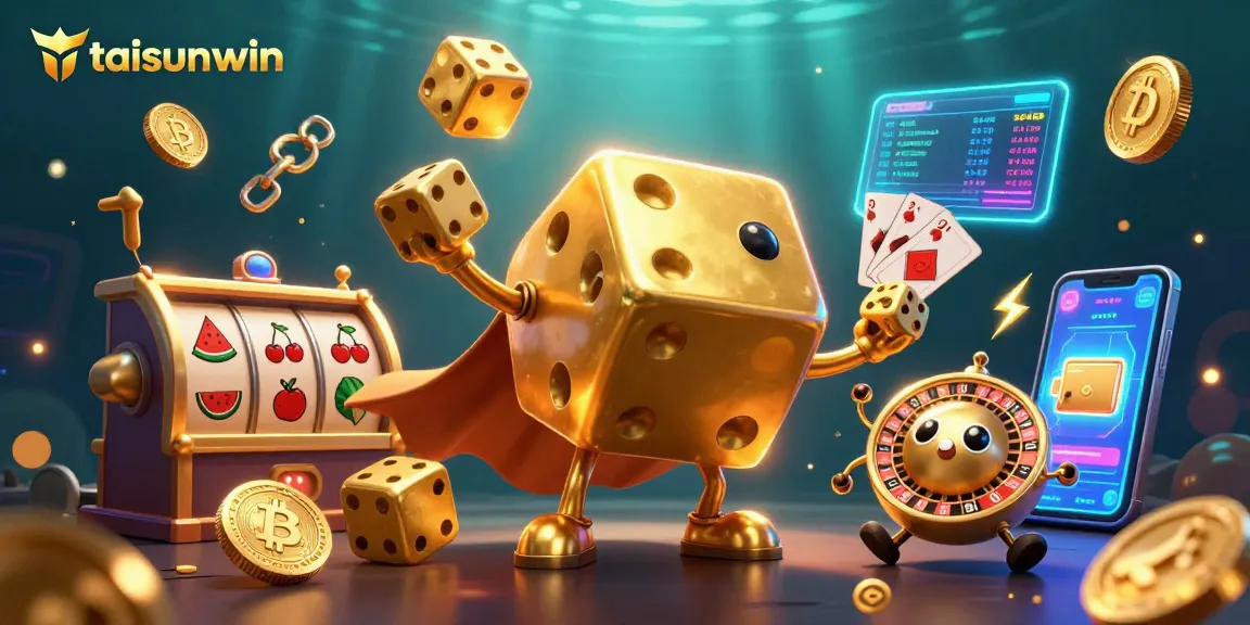Enhance your gaming with taisunwin's dynamic slots and crypto-inspired casino illustration.