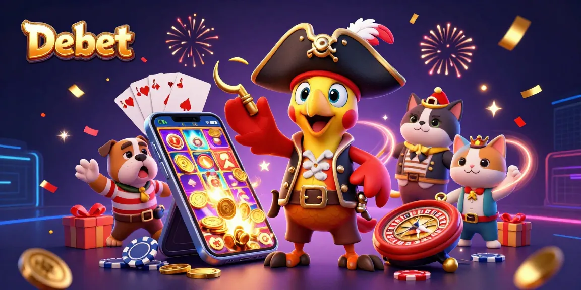Debet offers exciting gaming action with a vibrant pirate crew in a casino-inspired scene.