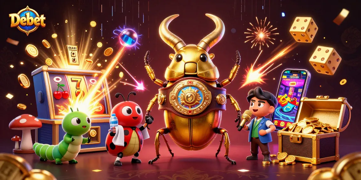 Join the excitement at Debet with this vibrant 3D casino scene featuring dynamic characters and gaming elements.