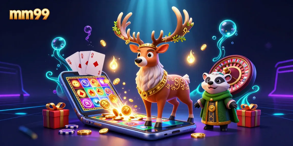 Spin to win at mm99 with a vibrant 3D illustration showcasing the excitement of online gaming.