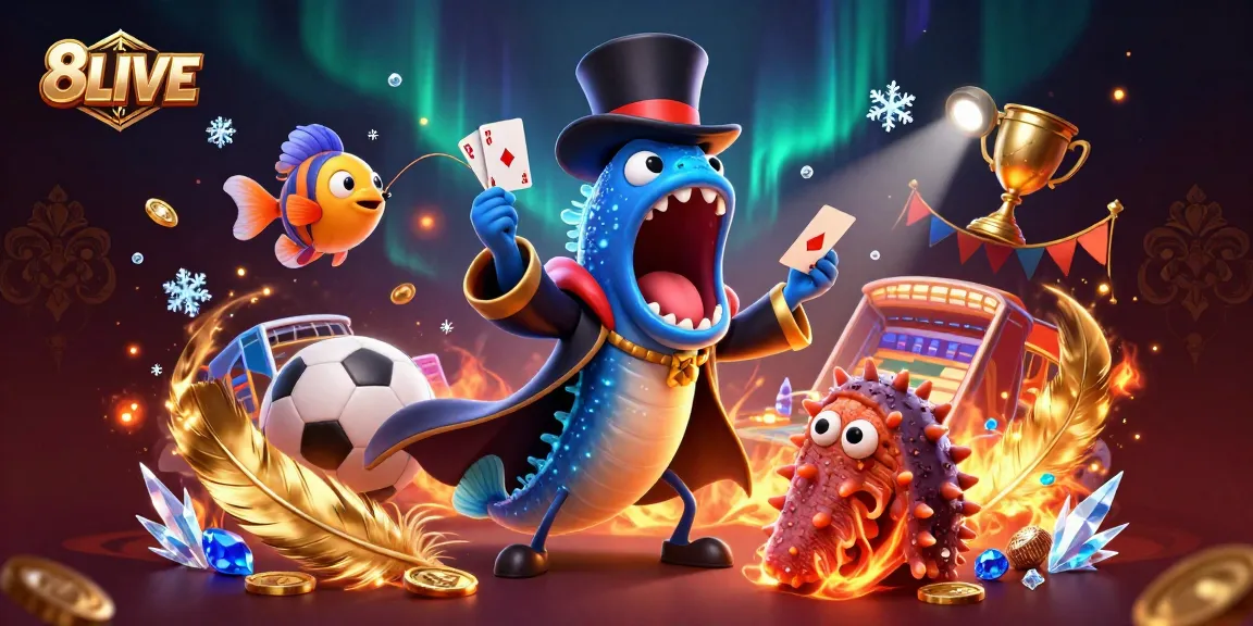 Experience the excitement of 8LIVE in this vibrant magic scene featuring unique sea creatures and thrilling betting elements.