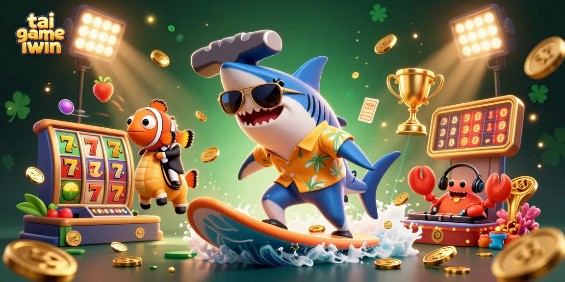 Engage in tai game iwin with a vibrant 3D casino scene featuring characters and casino elements.