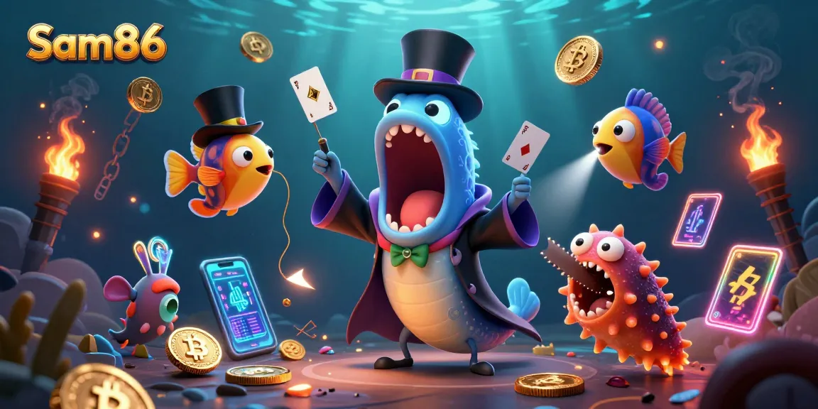sam86 players enjoy dynamic card tricks from whimsical sea creatures in a vibrant underwater casino scene