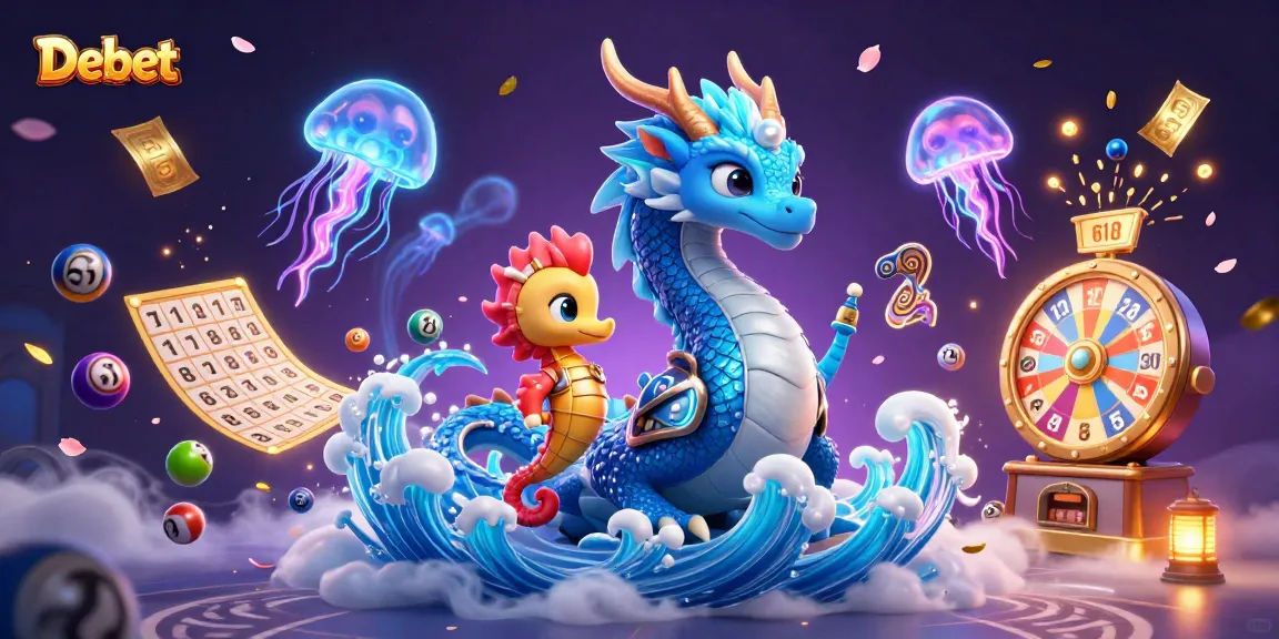 Engage in thrilling Debet gaming with magical creatures and dynamic lottery elements in a vivid scene.
