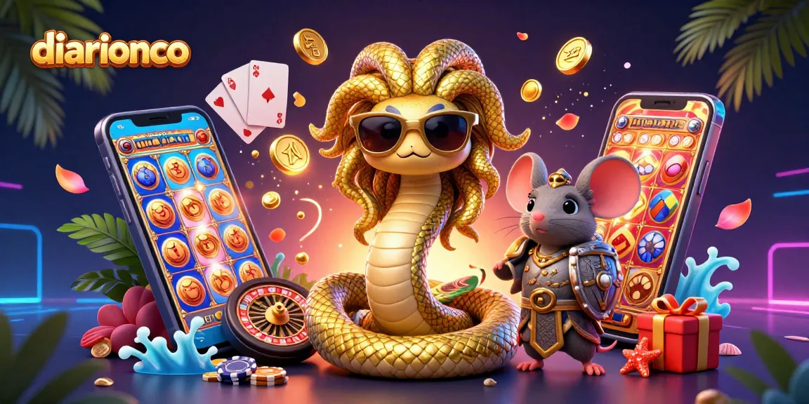 Dive into the thrilling world of diarionco, where cute Medusa and a warrior mouse enjoy vibrant slot games.
