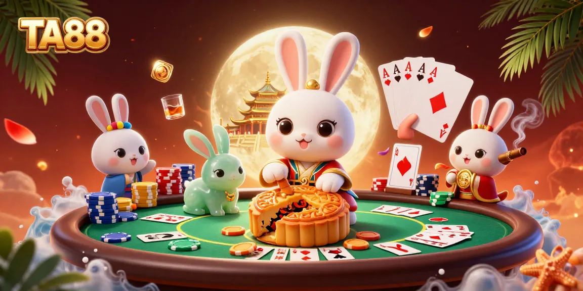 Experience thrilling casino action with TA88 as the moon rabbit unveils poker treasures.