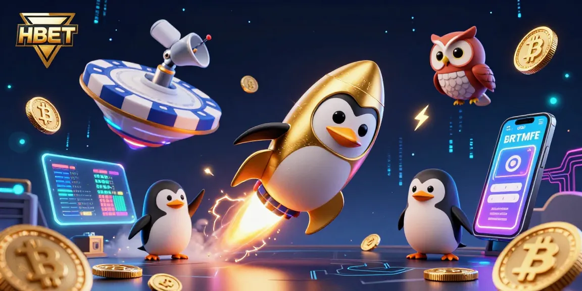 HBET promotes strategic gameplay in a vibrant 3D casino illustration featuring dynamic characters and crypto elements.
