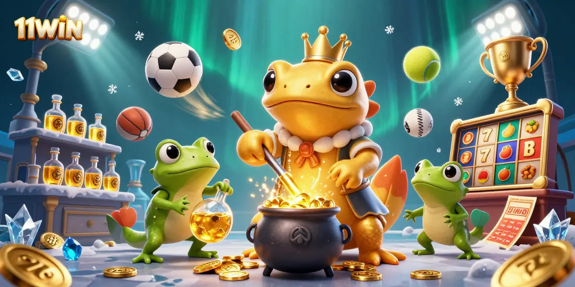 Experience dynamic betting with 11WIN as a golden salamander creates coins in a vibrant casino scene.