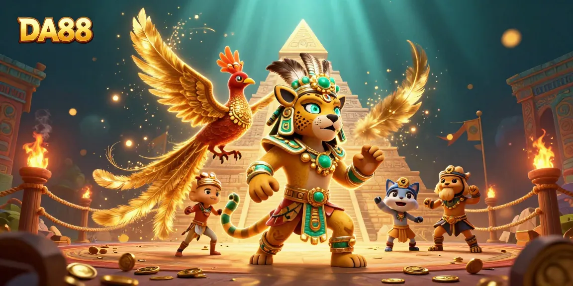 Engage in thrilling gaming at DA88 with vibrant Mayan motifs and dynamic gambling elements.