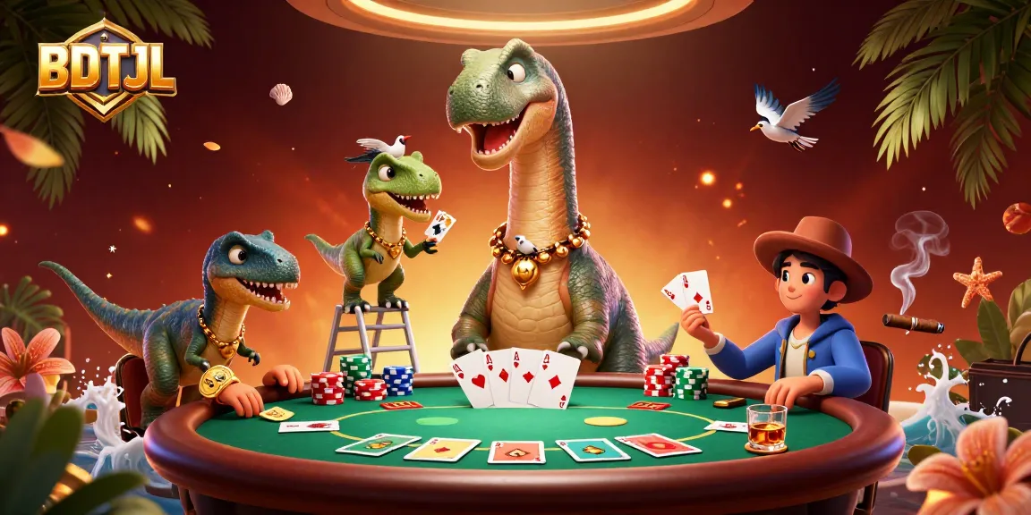 Experience the excitement of BDTJL poker with dynamic characters in a vivid casino setting.