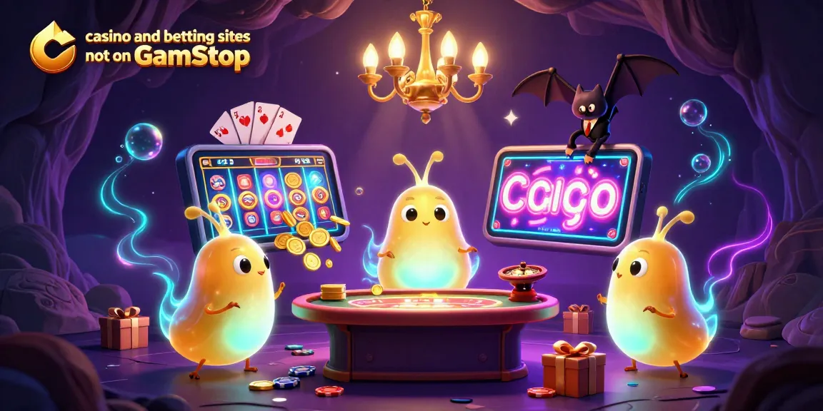Engage with casino and betting sites not on GamStop in a glowing cave casino scene.