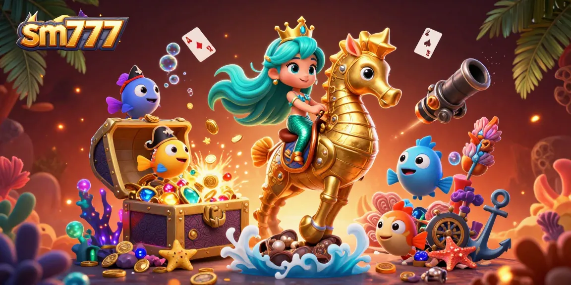 Engage with sm777's vibrant casino adventure featuring a 3D mermaid and gaming elements.