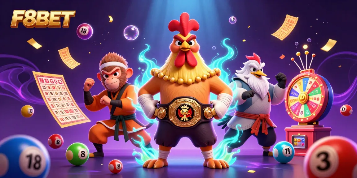 F8BET offers vibrant lottery experiences amidst engaging characters and colorful game elements.